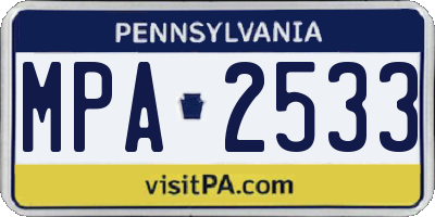 PA license plate MPA2533