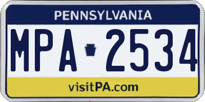 PA license plate MPA2534