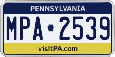 PA license plate MPA2539