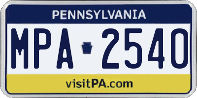PA license plate MPA2540