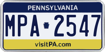 PA license plate MPA2547