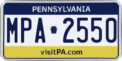 PA license plate MPA2550