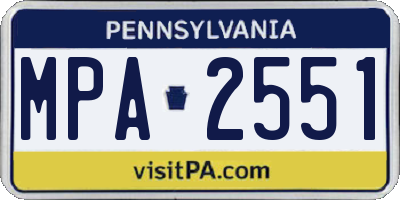 PA license plate MPA2551