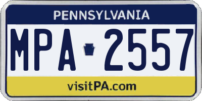 PA license plate MPA2557