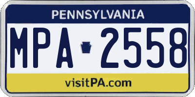 PA license plate MPA2558