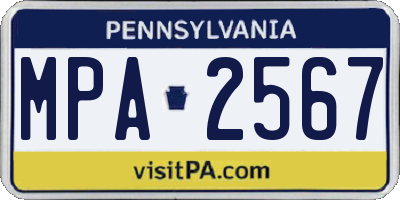 PA license plate MPA2567