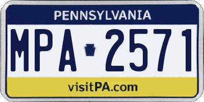 PA license plate MPA2571