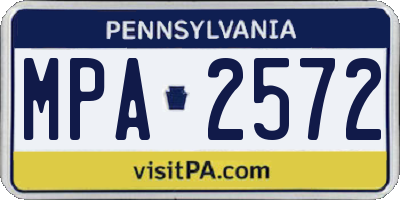 PA license plate MPA2572