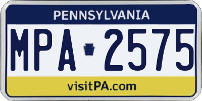 PA license plate MPA2575