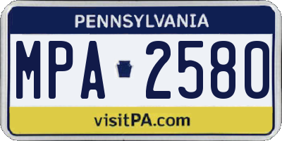 PA license plate MPA2580