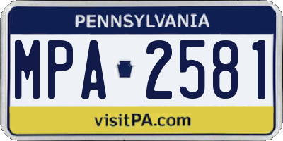 PA license plate MPA2581