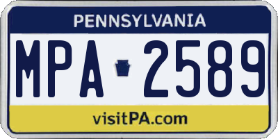 PA license plate MPA2589