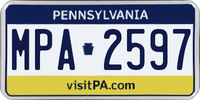 PA license plate MPA2597