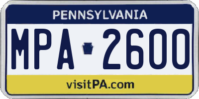 PA license plate MPA2600