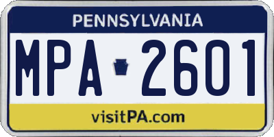 PA license plate MPA2601