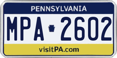 PA license plate MPA2602