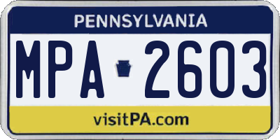 PA license plate MPA2603