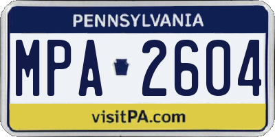 PA license plate MPA2604