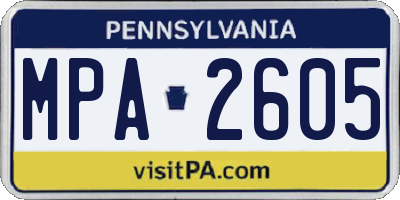 PA license plate MPA2605