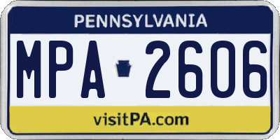 PA license plate MPA2606