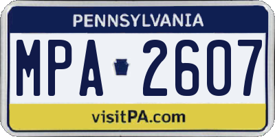 PA license plate MPA2607
