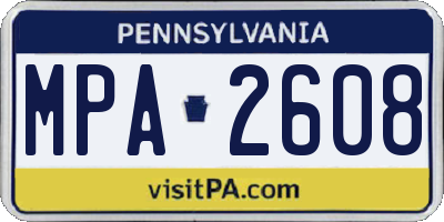 PA license plate MPA2608