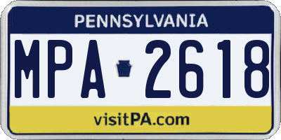 PA license plate MPA2618
