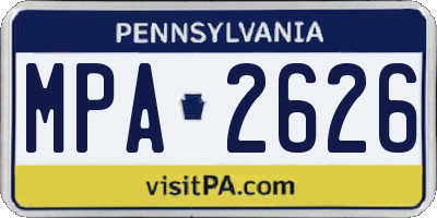 PA license plate MPA2626