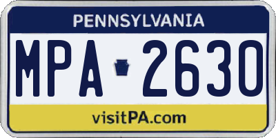 PA license plate MPA2630