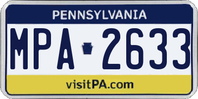 PA license plate MPA2633