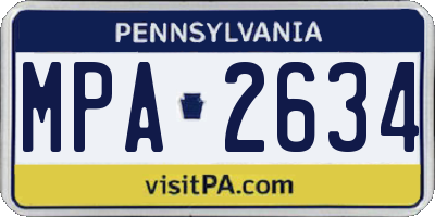 PA license plate MPA2634