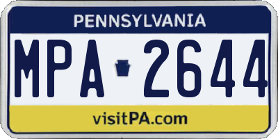 PA license plate MPA2644