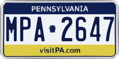 PA license plate MPA2647