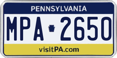 PA license plate MPA2650