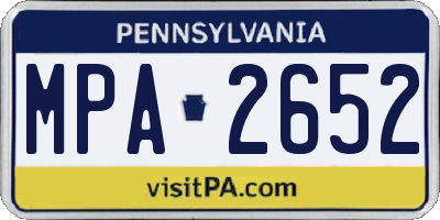 PA license plate MPA2652