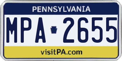 PA license plate MPA2655