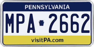 PA license plate MPA2662