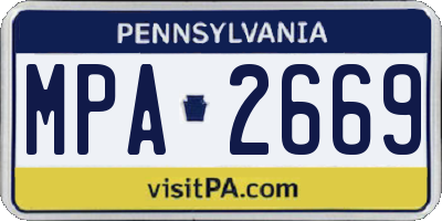 PA license plate MPA2669