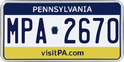 PA license plate MPA2670
