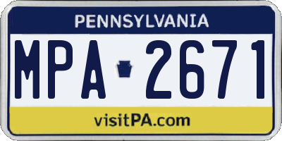 PA license plate MPA2671