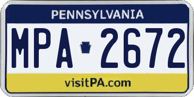 PA license plate MPA2672