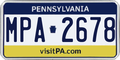 PA license plate MPA2678