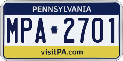 PA license plate MPA2701