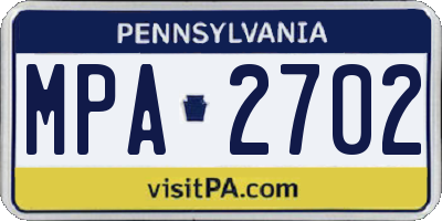 PA license plate MPA2702