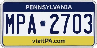 PA license plate MPA2703