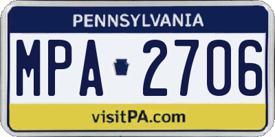 PA license plate MPA2706