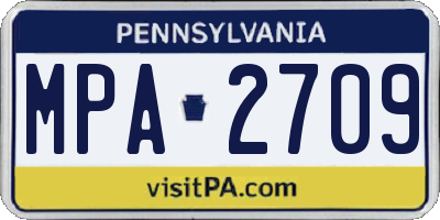 PA license plate MPA2709