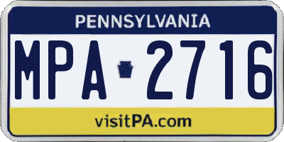 PA license plate MPA2716