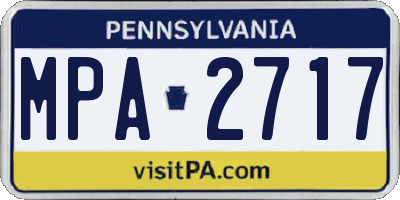 PA license plate MPA2717