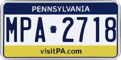 PA license plate MPA2718